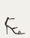 Giuseppe Zanotti Metallic Leather Ankle-strap Sandals In Nero