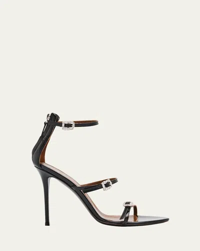 Giuseppe Zanotti Metallic Leather Ankle-strap Sandals In Nero