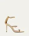 Giuseppe Zanotti Metallic Leather Ankle-strap Sandals In Oro