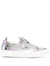 Giuseppe Zanotti Metallic Leather Low-top Sneakers In Silver