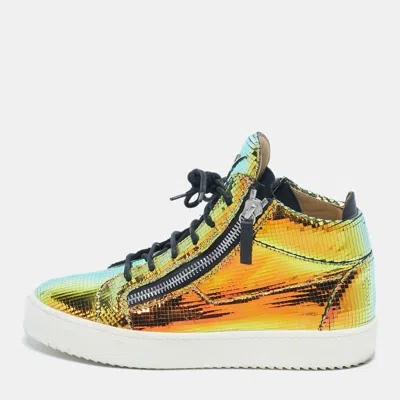 Pre-owned Giuseppe Zanotti Metallic Multicolor Leather Kriss High Top Sneakers Size 42.5