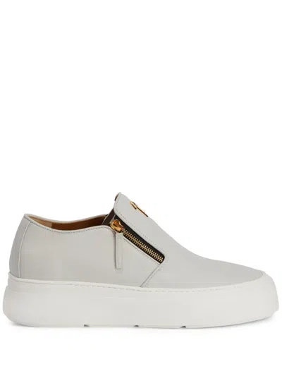 Giuseppe Zanotti Mike Leather Loafers In Grey