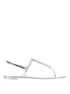 Giuseppe Zanotti Metallic Embellished Flat Sole Sandal In Silver