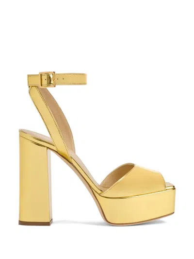 Giuseppe Zanotti Mirror-effect Buckle Sandals In Gold