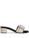 Giuseppe Zanotti Patent Crystal Buckle Slide Sandals In 中性色