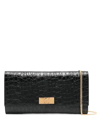 Giuseppe Zanotti Montserrat Crocco Clutch In Black Leather