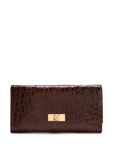 Giuseppe Zanotti Montserrat Crocodile-effect Clutch Bag In Brown