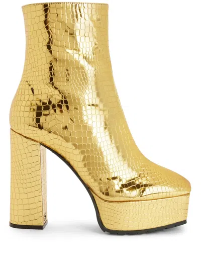 Giuseppe Zanotti Morgana 120mm Crocodile-effect Ankle Boots In Gold