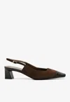 Giuseppe Zanotti Morpheus 40 Suede And Leather Slingback Pumps In Brown