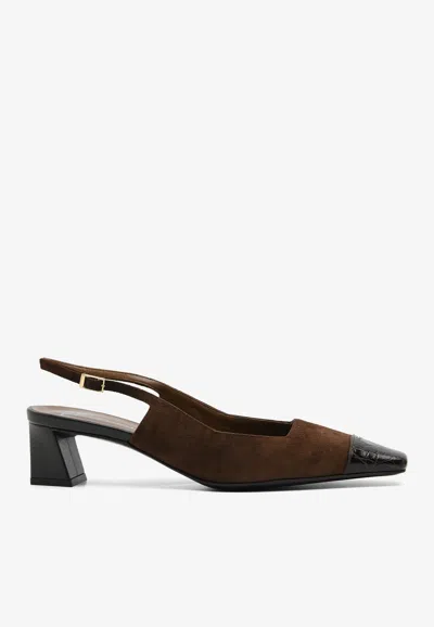 Giuseppe Zanotti Morpheus 40 Suede And Leather Slingback Pumps In Brown
