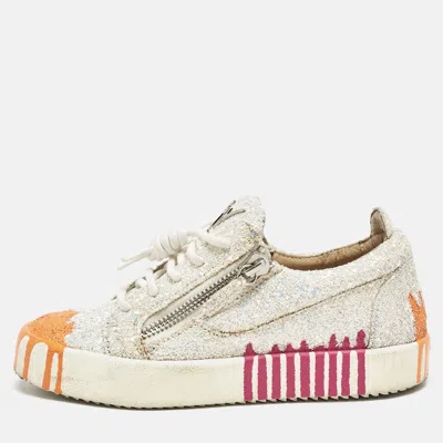 Pre-owned Giuseppe Zanotti Multicolor Glitter Frankie Lace Up Sneakers Size 37