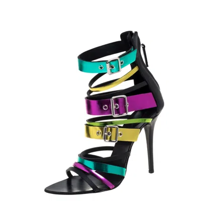 Pre-owned Giuseppe Zanotti Multicolor Leather Cage Sandals Size 38
