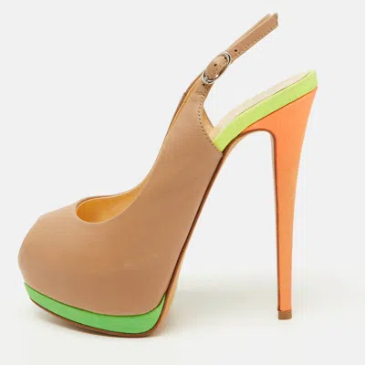 Giuseppe Zanotti Multicolor Leather Peep Toe Platform Slingback Pumps In Brown