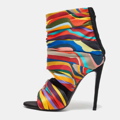 Pre-owned Giuseppe Zanotti Multicolor Satin Open Toe Sandals Size 36