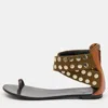 Giuseppe Zanotti Multicolor Studded Canvas And Leather Toe Ring Flat Sandals In Multi