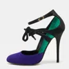 Giuseppe Zanotti Multicolor Suede And Velvet Ankle Strap Pumps In Multi