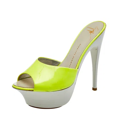 Giuseppe Zanotti Neon Yellow Patent Leather Platform Sandals