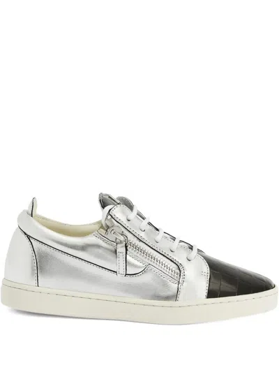 Giuseppe Zanotti Nicki Metallic-effect Sneakers In Gray