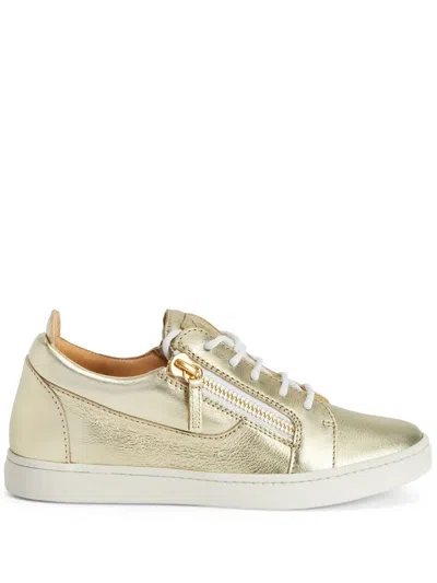 Giuseppe Zanotti Nicki Metallic Lace-up Sneakers In Gold