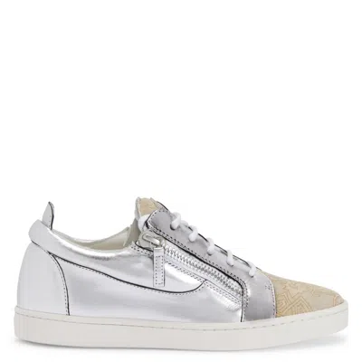 Giuseppe Zanotti Nicki Metallic Leather Sneakers In Silver