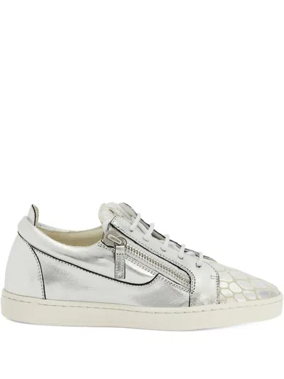Giuseppe Zanotti Nicki Zip-detail Leather Sneakers In Gray