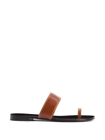 Giuseppe Zanotti Nitis Contrasting Stitching Band Sandals In Brown