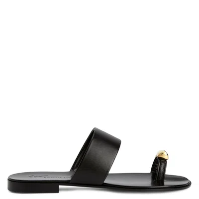 Giuseppe Zanotti Norbert Leather Slides In Black