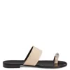 Giuseppe Zanotti Man Toe Strap Sandals Cream Size 13 Soft Leather In Neutral