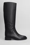 Giuseppe Zanotti Nourine Low Heels Boots In Black Leather In Black