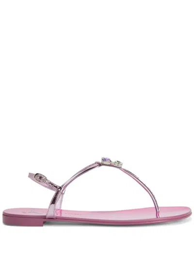 Giuseppe Zanotti Nuvo Rock Flat Sandal In Pink