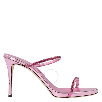 Giuseppe Zanotti Open Box -  Ladies Azalea Iride Crystal Leather Sandals In Pink