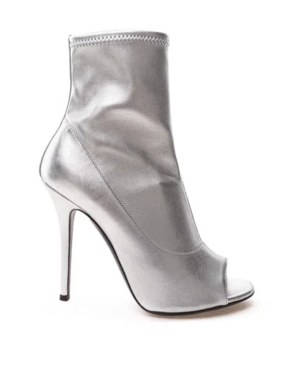 Giuseppe Zanotti Open Toe Boots In Silver