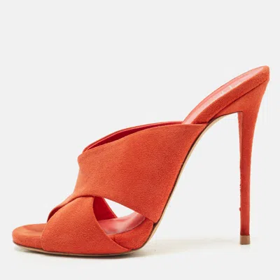 Giuseppe Zanotti Orange Suede Slide Sandals