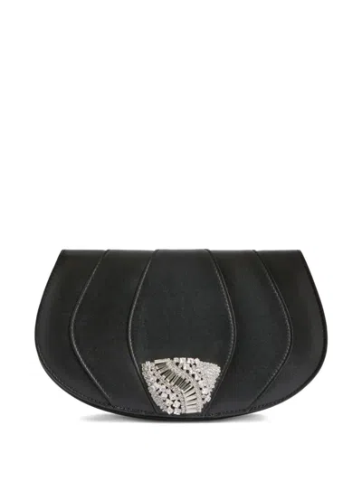 Giuseppe Zanotti Orbits Leather Clutch Bag In Black