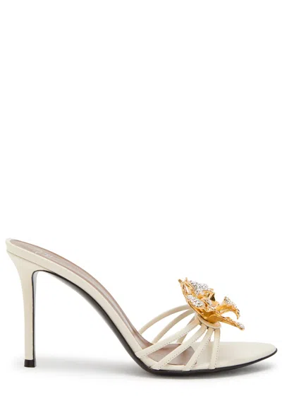 Giuseppe Zanotti Orchid 90 Crystal-embellished Leather Sandals In White