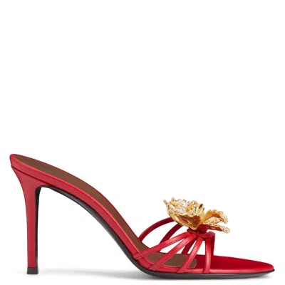 Giuseppe Zanotti Orchid Crystal Open-toe Crystal Grain Sandals In Red