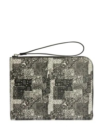 Giuseppe Zanotti Paisley-print Leather Pouch In Black