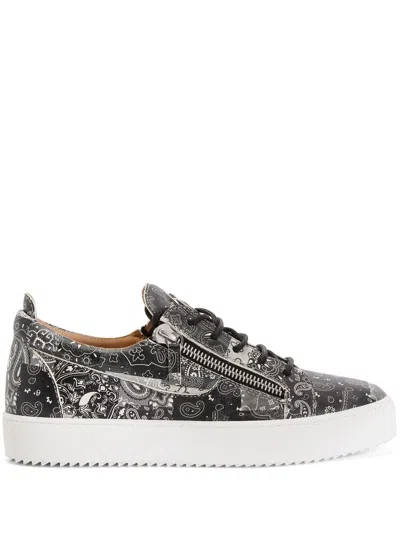 Giuseppe Zanotti Paisley-print Leather Trainers In Black
