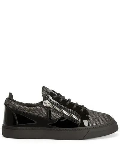 Giuseppe Zanotti Paneled Low-top Sneakers In Black