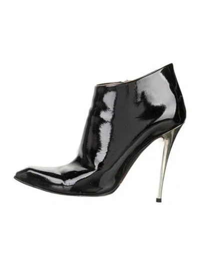 Pre-owned Giuseppe Zanotti Patent Leather Animal Print Boots In Black