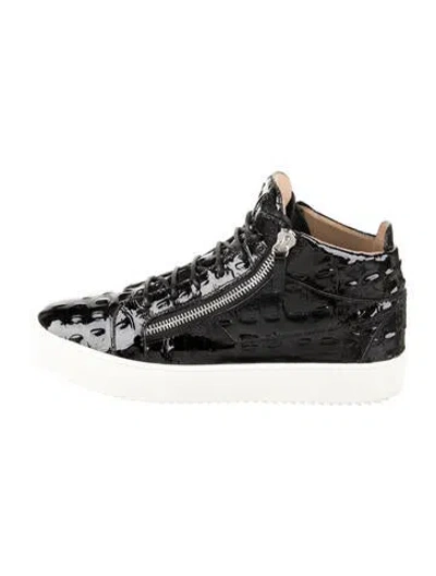 Pre-owned Giuseppe Zanotti Patent Leather Animal Print Sneakers In Black