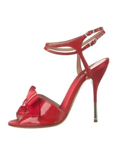 Pre-owned Giuseppe Zanotti Patent Leather Bow Accents Pumps In Red