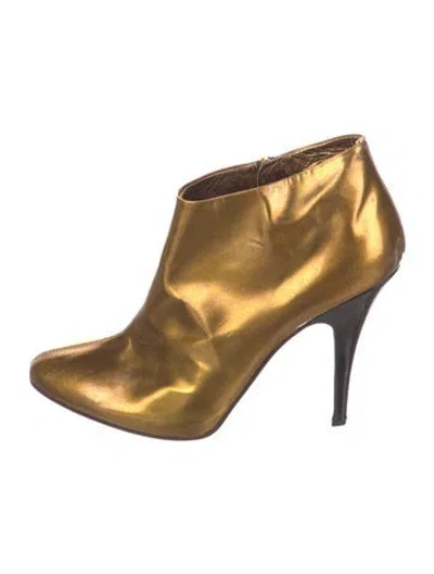 Pre-owned Giuseppe Zanotti Patent Leather Colorblock Pattern Boots In Gold