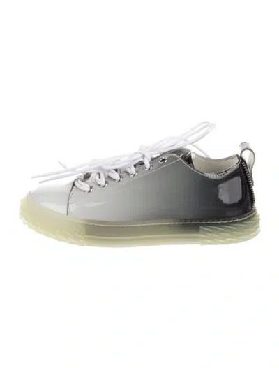 Pre-owned Giuseppe Zanotti Patent Leather Colorblock Pattern Sneakers In Grey/neutrals