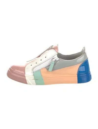 Pre-owned Giuseppe Zanotti Patent Leather Colorblock Pattern Sneakers In Multi