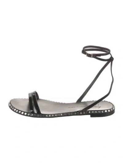 Pre-owned Giuseppe Zanotti Patent Leather Crystal Embellishments Sandals In Black