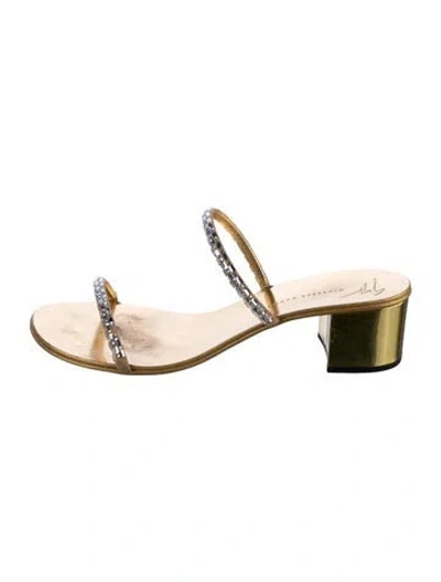 Pre-owned Giuseppe Zanotti Patent Leather Crystal Embellishments Slides