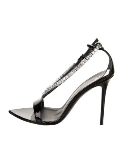 Pre-owned Giuseppe Zanotti Patent Leather Crystal Embellishments Slingback Sandals In Multi