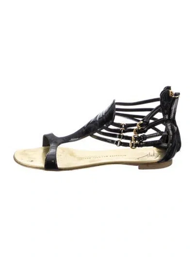 Pre-owned Giuseppe Zanotti Patent Leather Gladiator Sandals In Black