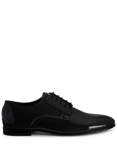 Giuseppe Zanotti Patent-leather Lace-up Loafers In Black